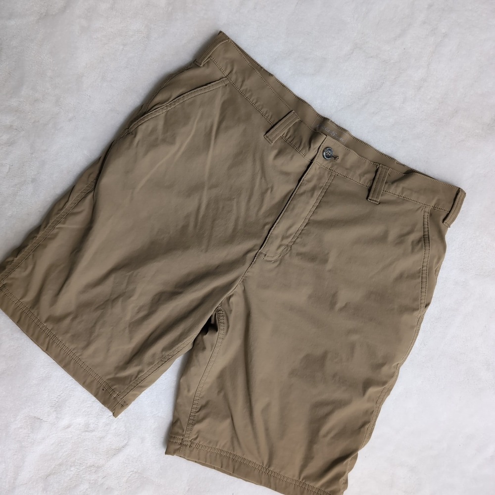Eddie Bauer Travex Shorts Mens 36 Tan Fleece Lined‎ Hiking Outdoor Stretch 10in